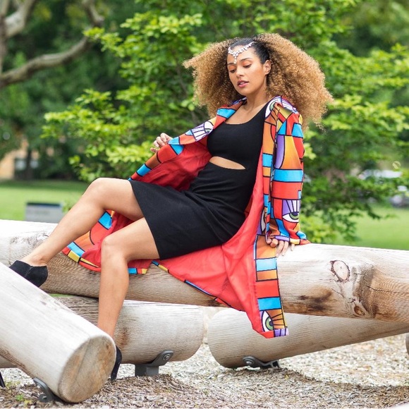 Colorful Geometric Eye 👁️ Pattern Jacket Large - Picture 3 of 3